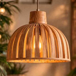 Wooden Pendant Light With Warm Glow