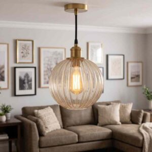 Ribbed Glass Pendant Light