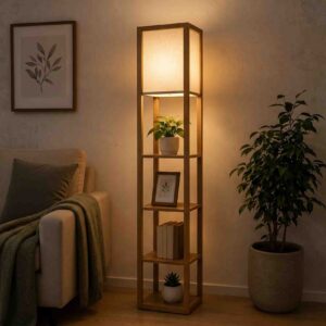 Shelf Wooden Floor Lamp