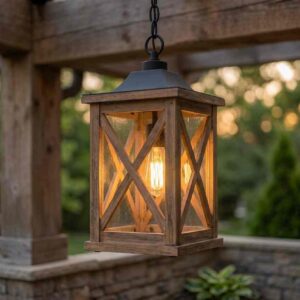 Rustic Wooden Hanging Lantern