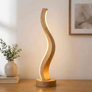 S-Curve Wave Wooden Table Lamp