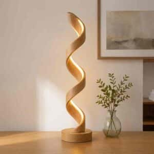 Spiral Wave Wooden Table Lamp